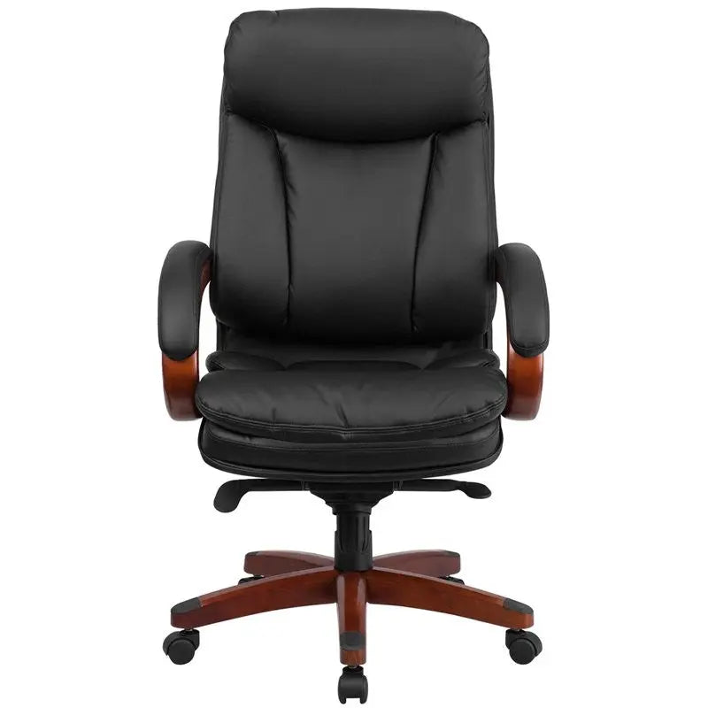 Silkeborg High-Back Black Leather Executive Swivel Chair w/Height Adj, Arms iHome Studio