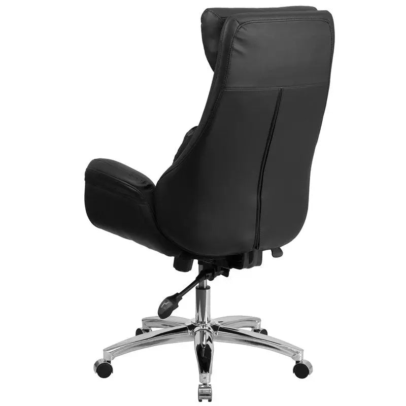 Silkeborg High-Back Black Leather Executive Swivel Chair w/Lumbar Pillow & Arms iHome Studio