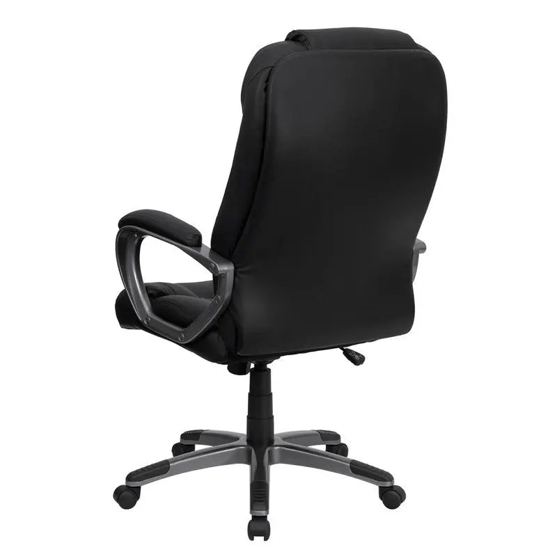 Silkeborg High-Back Black Leather Executive Swivel Chair w/Tilt, Arms iHome Studio