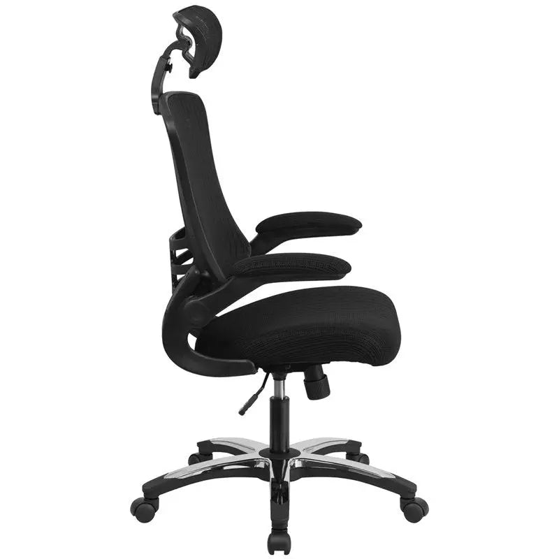 Silkeborg High-Back Black Mesh Executive Swivel Chair w/Flip-Up Arms iHome Studio