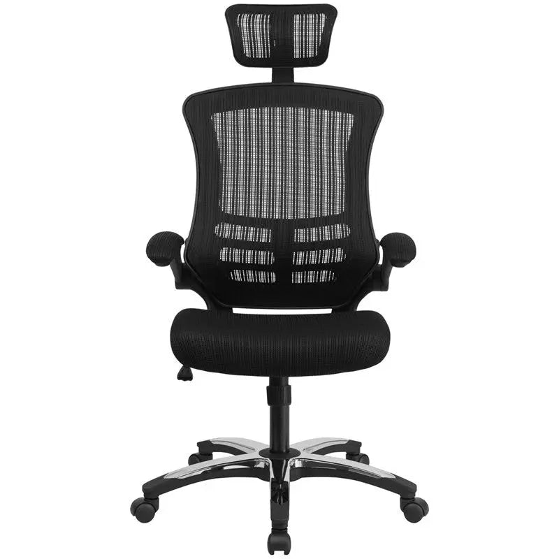 Silkeborg High-Back Black Mesh Executive Swivel Chair w/Flip-Up Arms iHome Studio