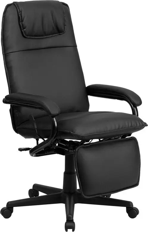 Silkeborg High-Back Black Office Leather Executive Reclining Swivel Chair w/Arms iHome Studio