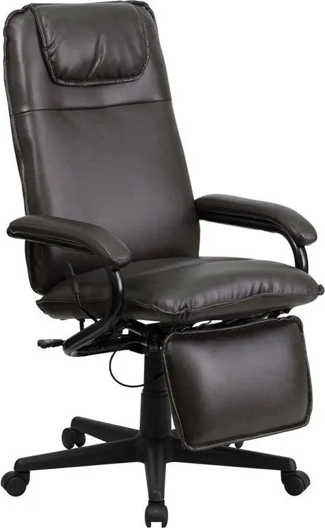 Silkeborg High-Back Brown Leather Executive Reclining Swivel Chair w/Arms iHome Studio