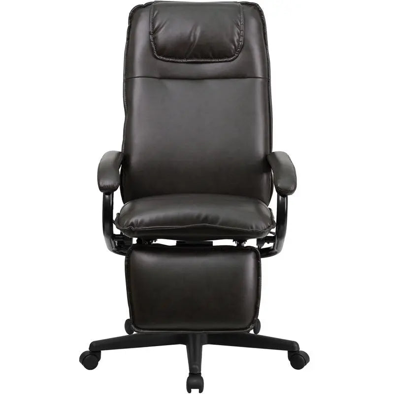Silkeborg High-Back Brown Leather Executive Reclining Swivel Chair w/Arms iHome Studio