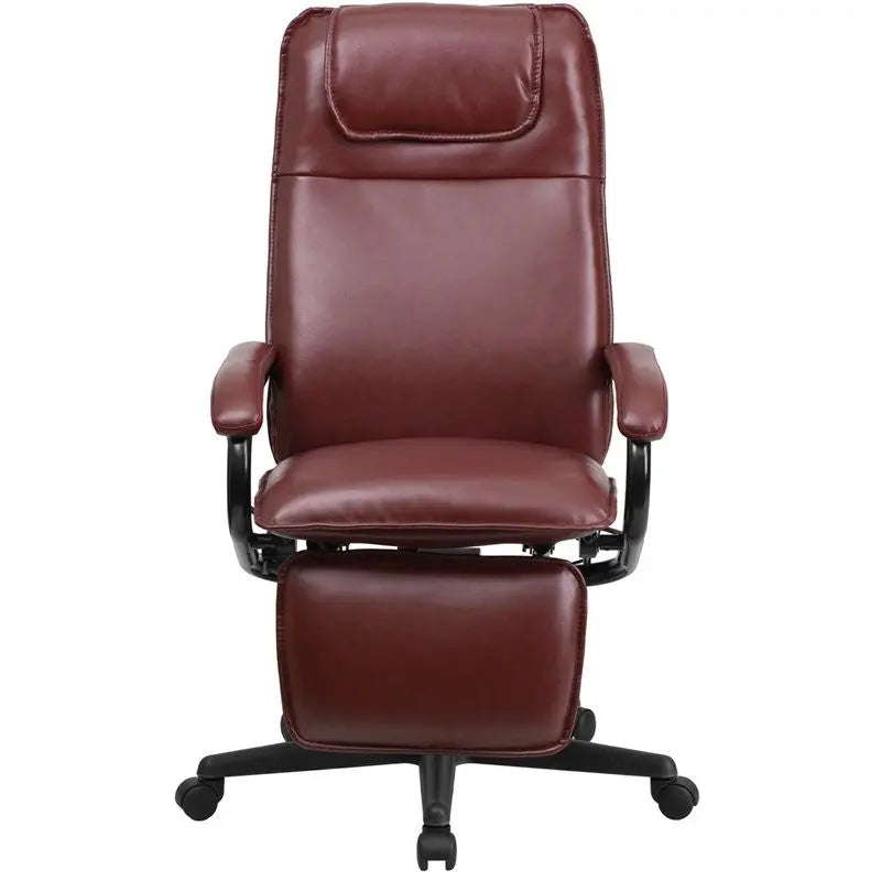Silkeborg High-Back Burgundy Leather Executive Reclining Swivel Chair w/Arms iHome Studio