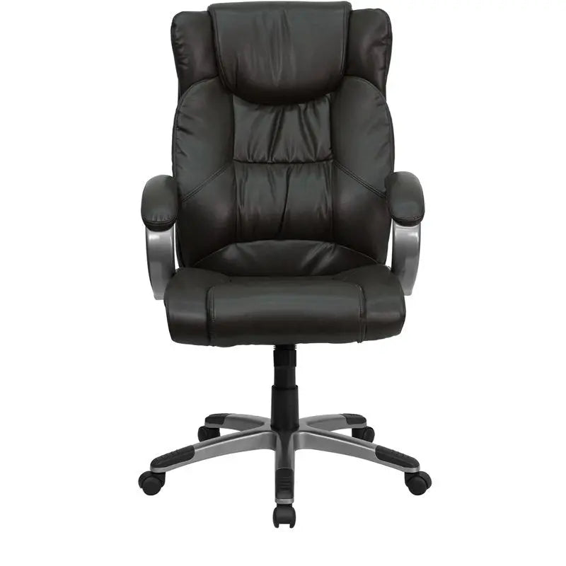 Silkeborg High-Back Espresso Brown Leather Executive Swivel Chair w/Arms iHome Studio