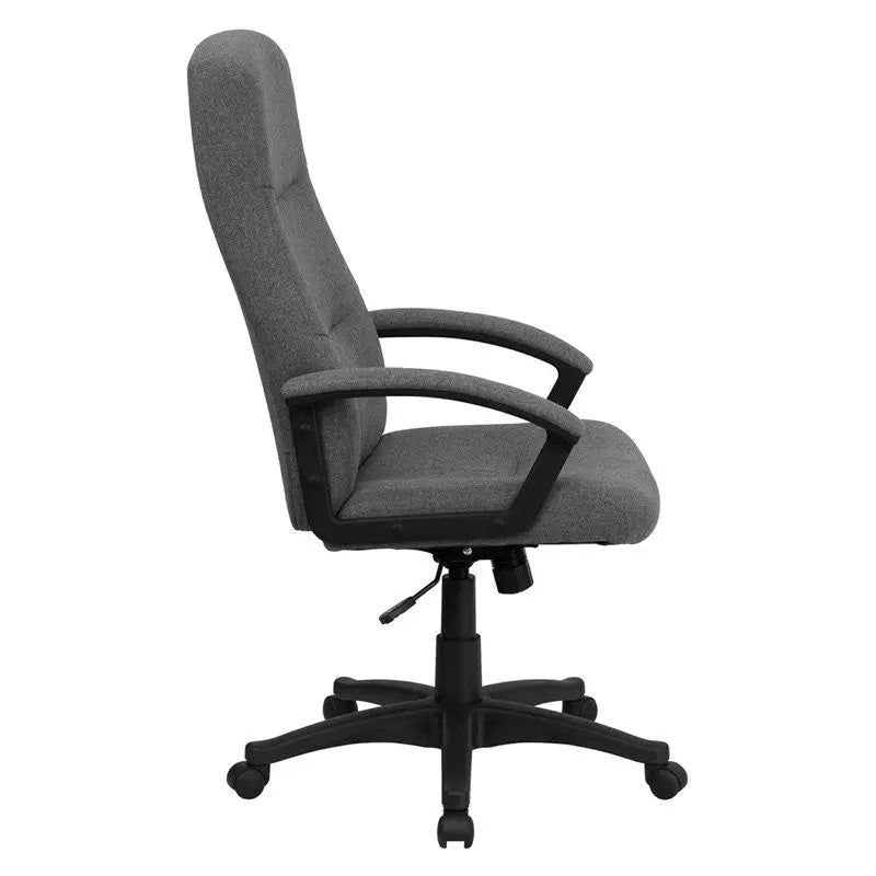 Silkeborg High-Back Gray Fabric Comfort Executive Swivel Chair w/Arms iHome Studio