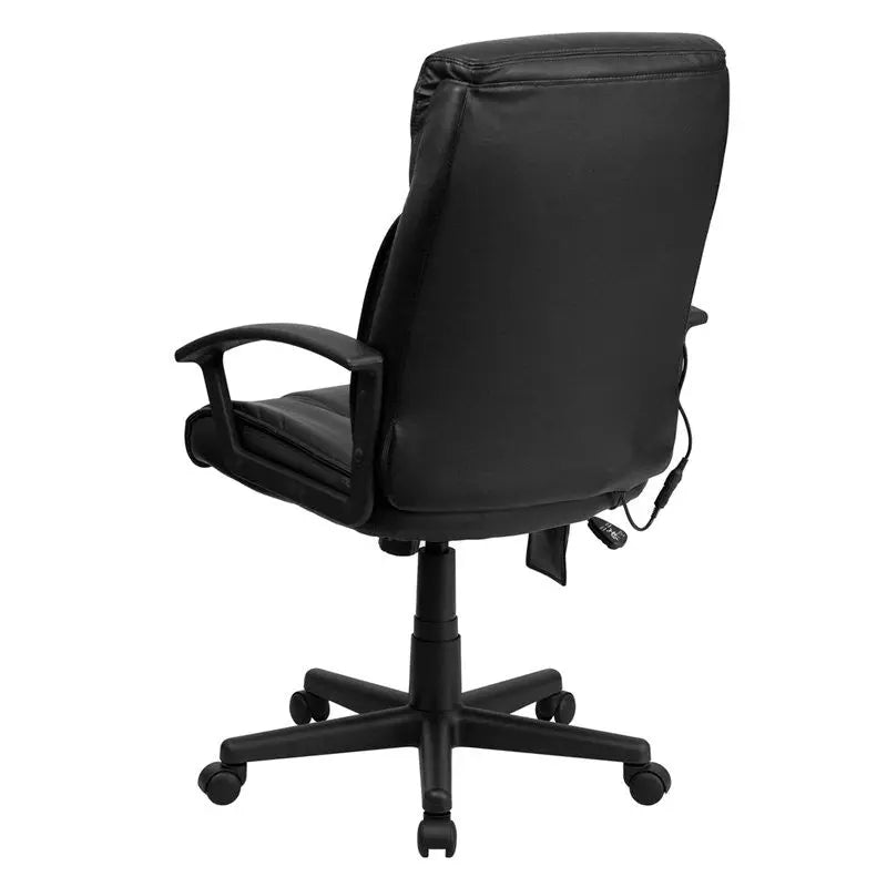 Silkeborg High-Back Massaging Black Leather Executive Swivel Chair w/Arms, Tilt iHome Studio