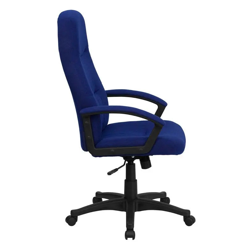 Silkeborg High-Back Navy Blue Fabric Comfort Executive Swivel Chair w/Arms iHome Studio
