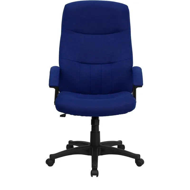 Silkeborg High-Back Navy Blue Fabric Comfort Executive Swivel Chair w/Arms iHome Studio