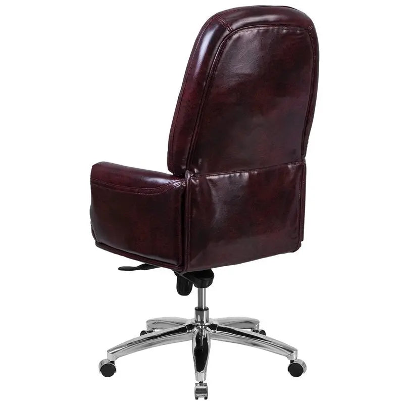 Silkeborg High-Back Tufted Burgundy Leather Executive Swivel Chair w/Arms iHome Studio