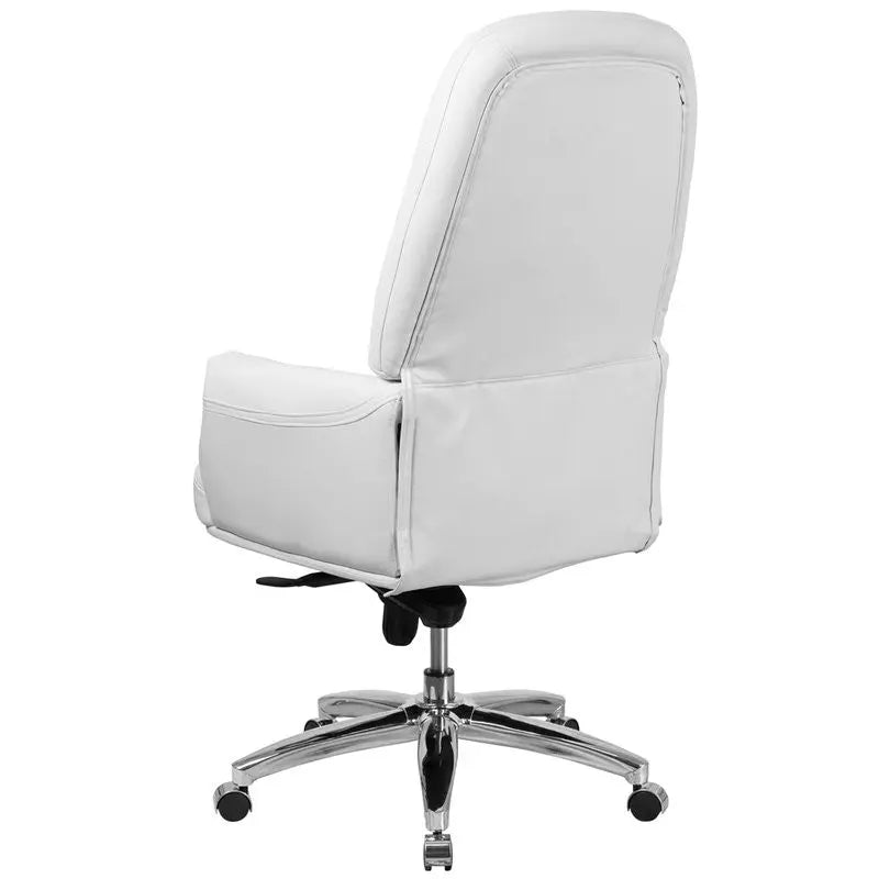 Silkeborg High-Back Tufted White Leather Executive Swivel Chair w/Arms iHome Studio