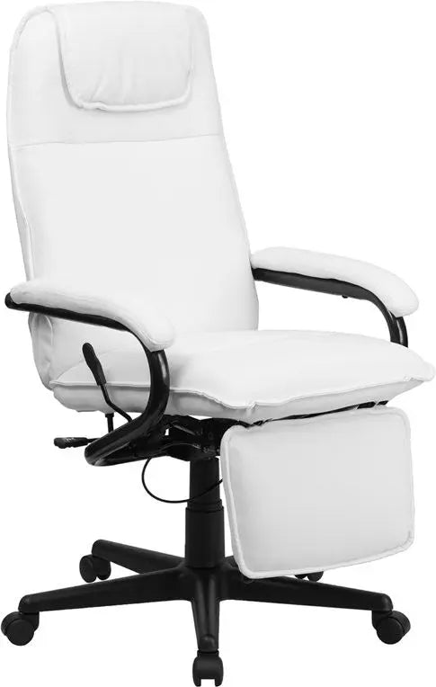 Silkeborg High-Back White Leather Executive Reclining Swivel Chair w/Arms iHome Studio