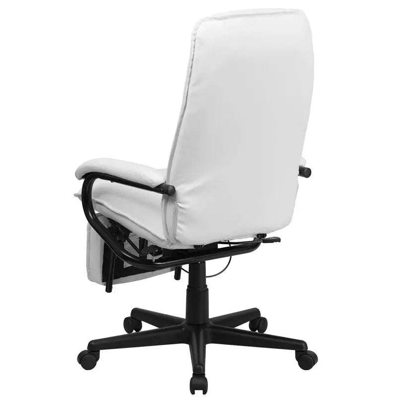 Silkeborg High-Back White Leather Executive Reclining Swivel Chair w/Arms iHome Studio