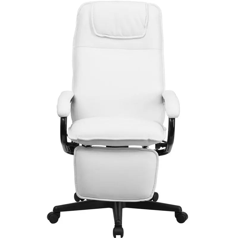 Silkeborg High-Back White Leather Executive Reclining Swivel Chair w/Arms iHome Studio