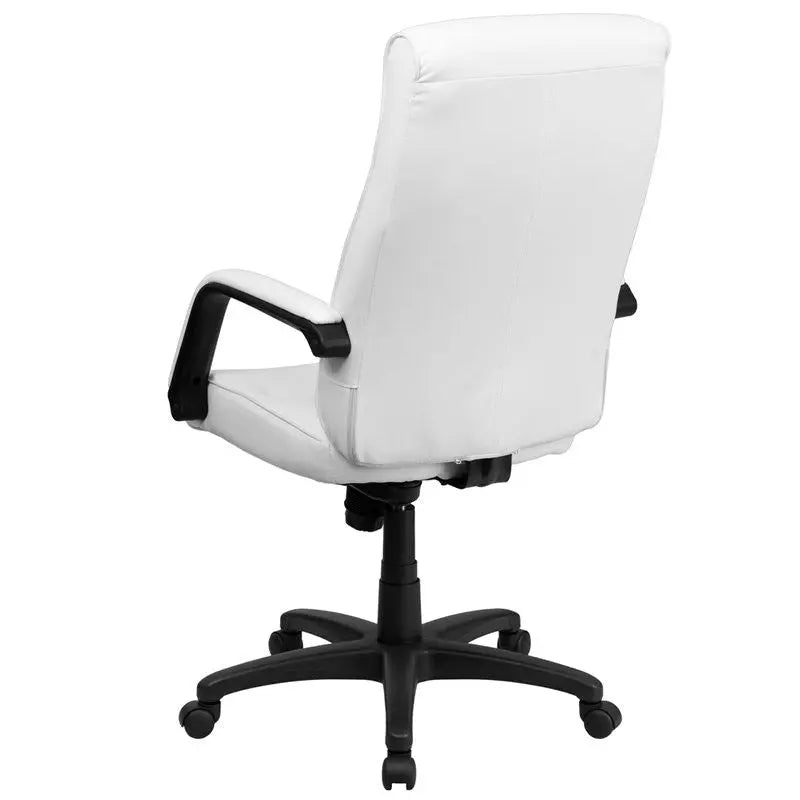 Silkeborg High-Back White Leather Executive Swivel Chair w/Foam Padding, Arms iHome Studio