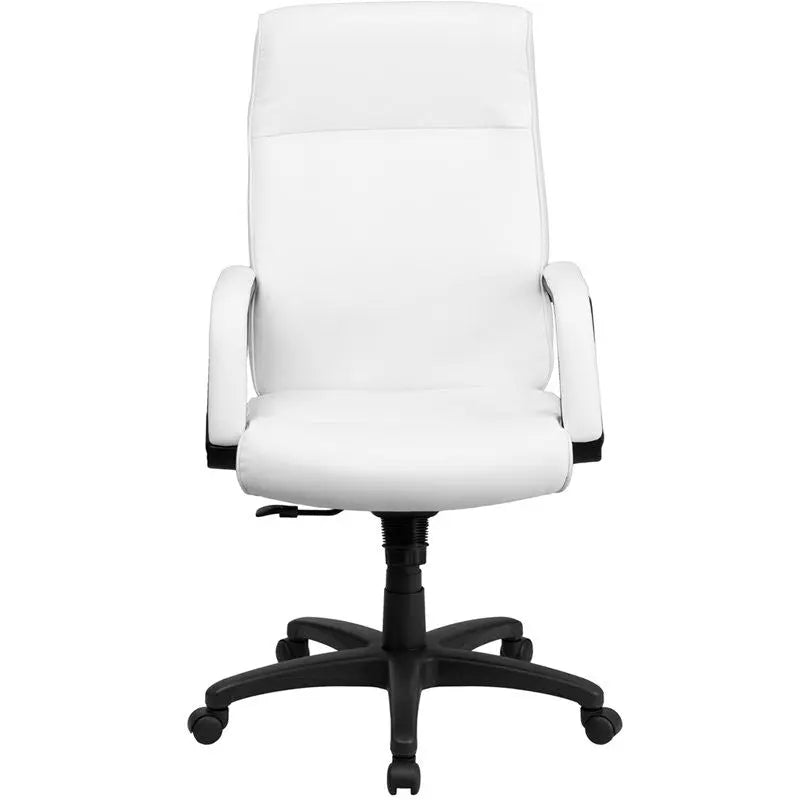 Silkeborg High-Back White Leather Executive Swivel Chair w/Foam Padding, Arms iHome Studio