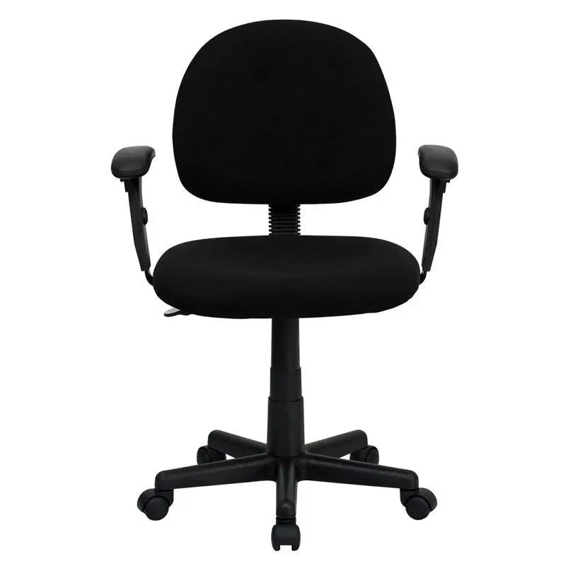 Silkeborg Low-Back Black Fabric Swivel Home/Office Task Chair w/Adj Arms iHome Studio