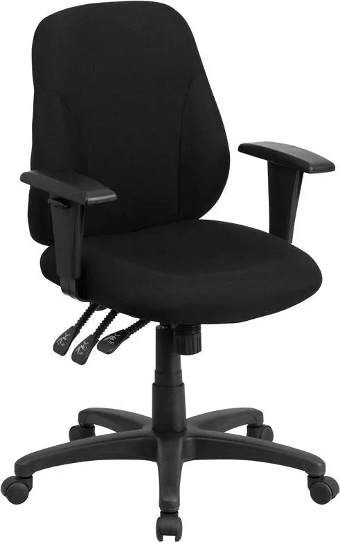 Silkeborg Mid-Back Black Fabric Ergonomic Swivel Home/Office Task Chair w/Arms iHome Studio