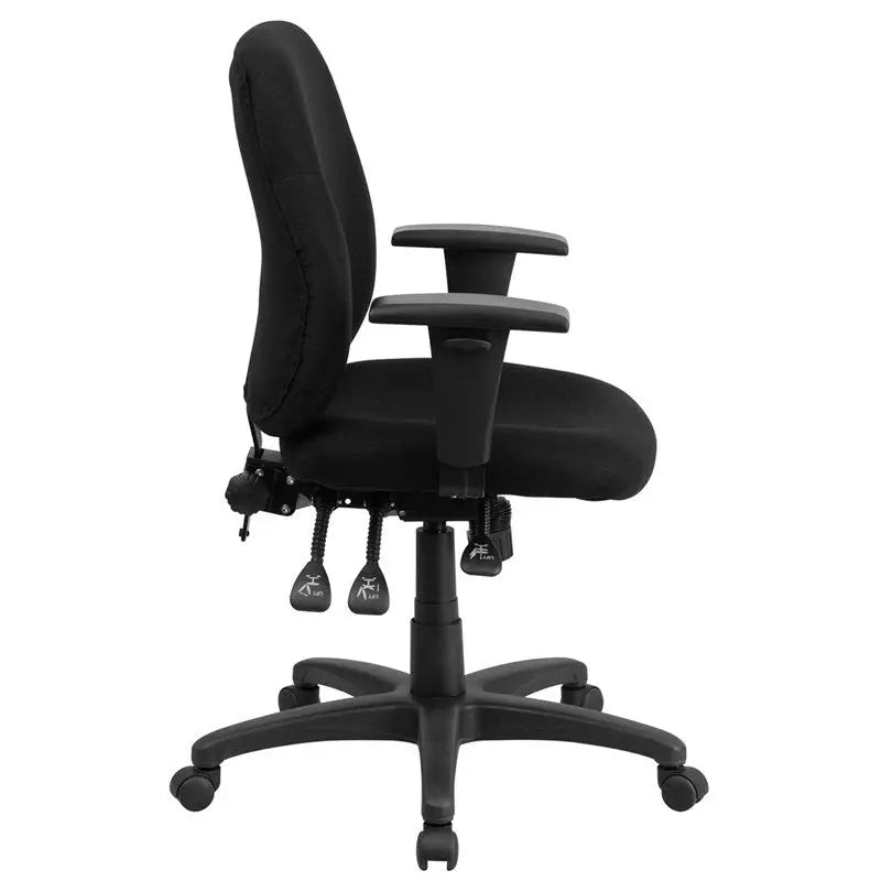 Silkeborg Mid-Back Black Fabric Ergonomic Swivel Home/Office Task Chair w/Arms iHome Studio