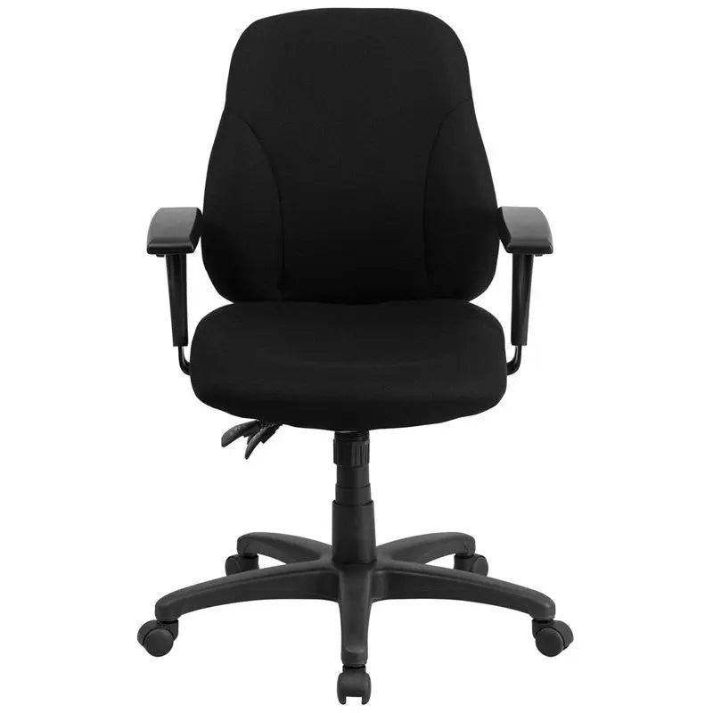 Silkeborg Mid-Back Black Fabric Ergonomic Swivel Home/Office Task Chair w/Arms iHome Studio