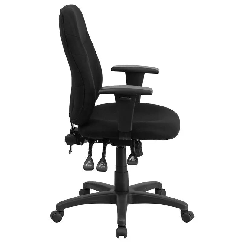 Silkeborg Mid-Back Black Fabric Ergonomic Swivel Home/Office Task Chair, Arms iHome Studio