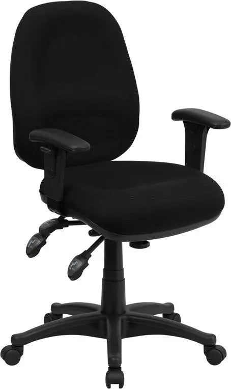 Silkeborg Mid-Back Black Fabric Executive Swivel Chair w/Adj Arms iHome Studio