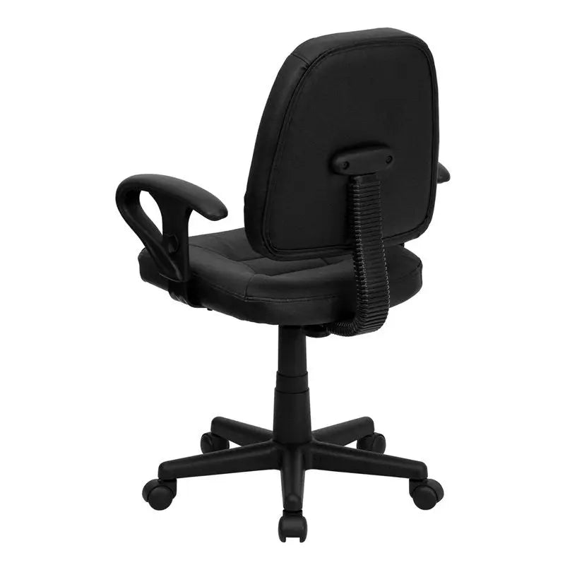 Silkeborg Mid-Back Black Leather Ergonomic Swivel Home/Office Task Chair w/Arms iHome Studio