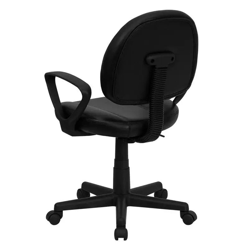 Silkeborg Mid-Back Black Leather Ergonomic Swivel Home/Office Task Chair, Arms iHome Studio