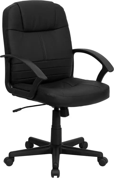 Silkeborg Mid-Back Black Leather Executive 360deg Swivel Chair w/Arms iHome Studio