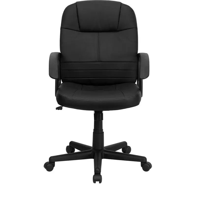 Silkeborg Mid-Back Black Leather Executive 360deg Swivel Chair w/Arms iHome Studio
