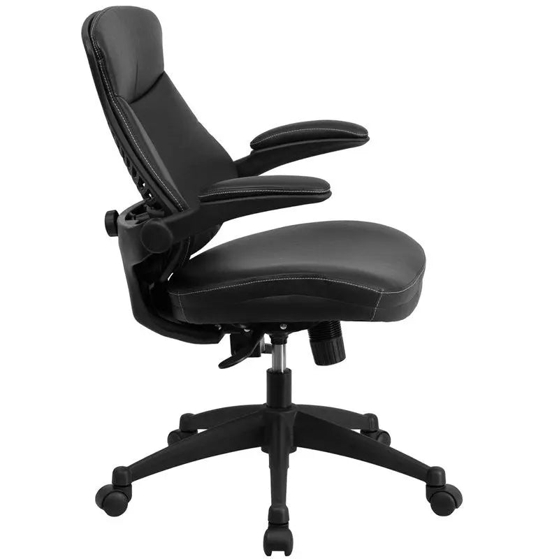 Silkeborg Mid-Back Black Leather Executive Swivel Chair w/Back Angle Adjustment iHome Studio