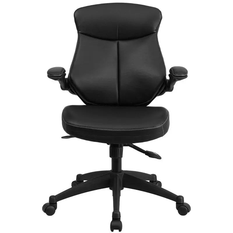 Silkeborg Mid-Back Black Leather Executive Swivel Chair w/Back Angle Adjustment iHome Studio
