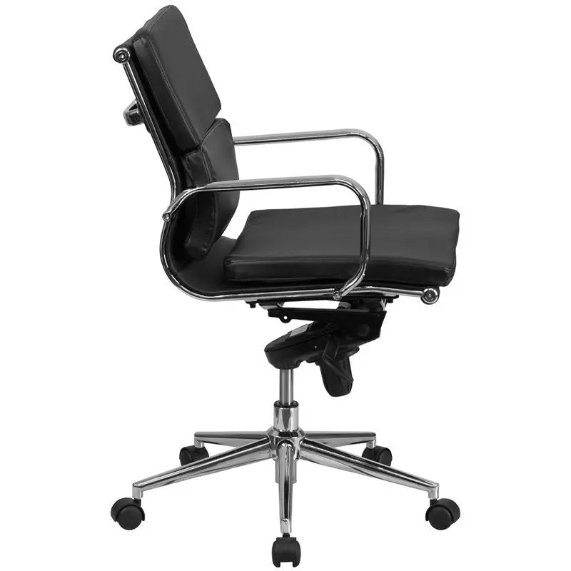 Silkeborg Mid-Back Black Leather Executive Swivel Chair w/Synchro-Tilt, Arms iHome Studio