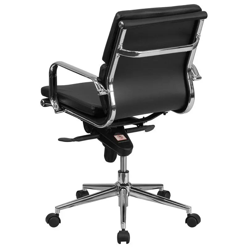 Silkeborg Mid-Back Black Leather Executive Swivel Chair w/Synchro-Tilt, Arms iHome Studio