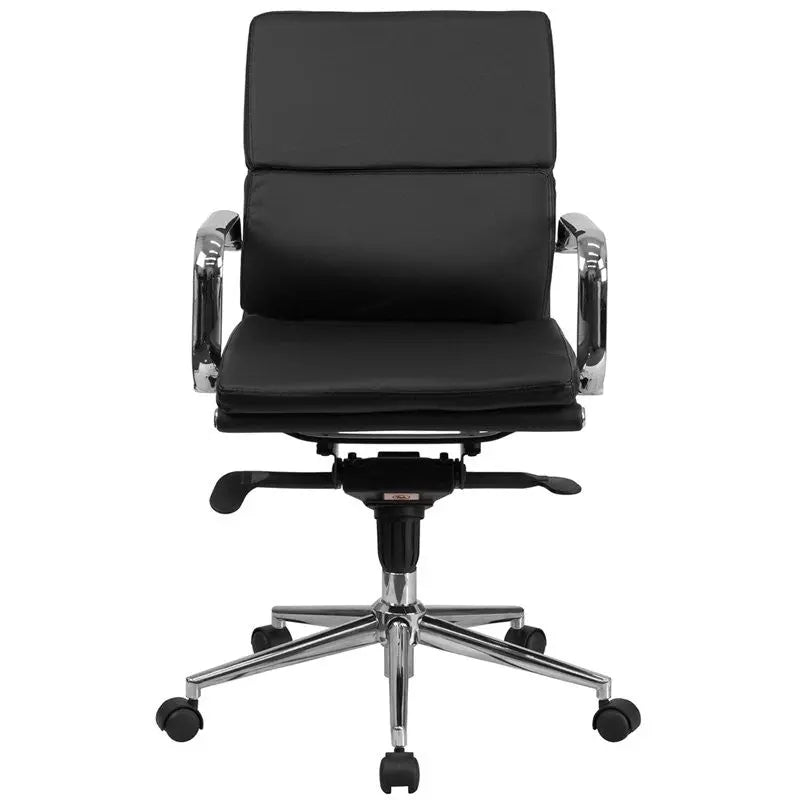 Silkeborg Mid-Back Black Leather Executive Swivel Chair w/Synchro-Tilt, Arms iHome Studio