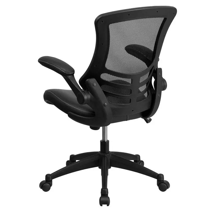 Silkeborg Mid-Back Black Mesh Leather Swivel Home/Office Task Chair w/Arms iHome Studio