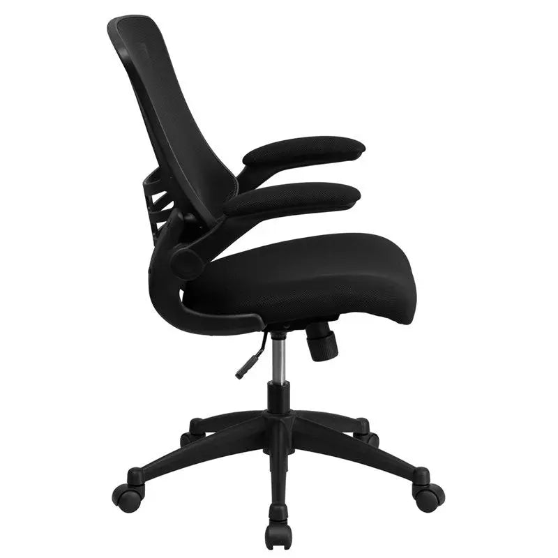 Silkeborg Mid-Back Black Mesh Swivel Home/Office Task Chair w/Flip-Up Arms, Tilt iHome Studio