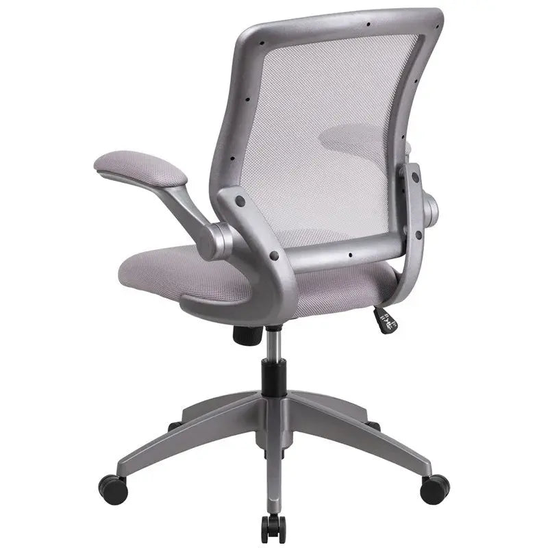 Silkeborg Mid-Back Gray Mesh Swivel Home/Office Task Chair w/Flip-Up Arms iHome Studio