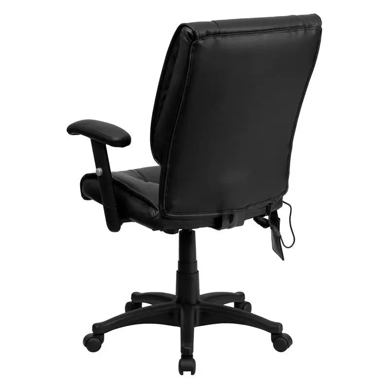 Silkeborg Mid-Back Massaging Black Leather Executive Swivel Chair w/Adj Arms iHome Studio