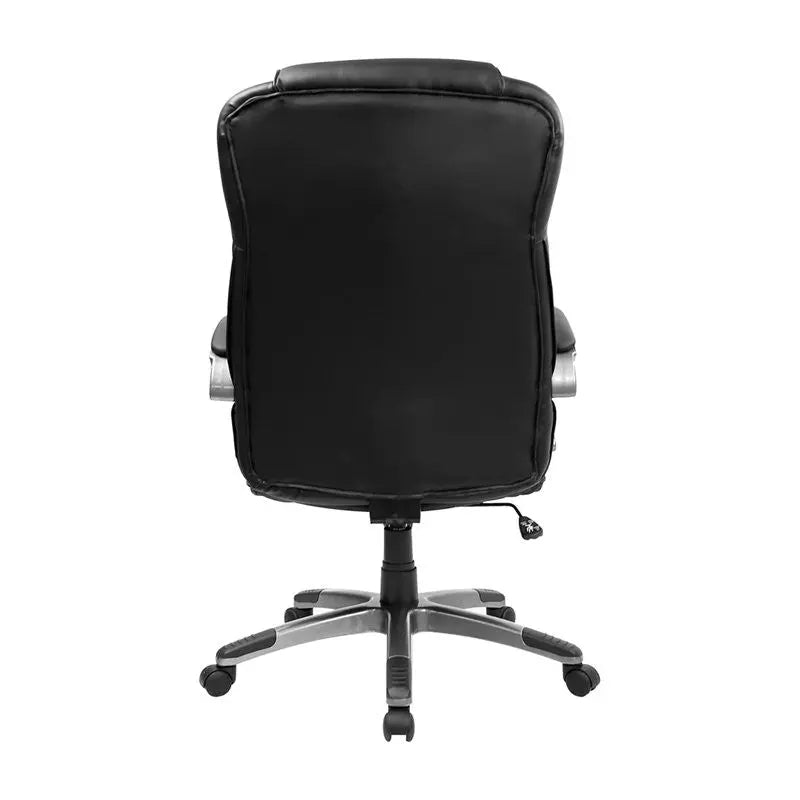 Silkeborg Modern High-Back Black Leather Executive Swivel Chair w/Arms iHome Studio