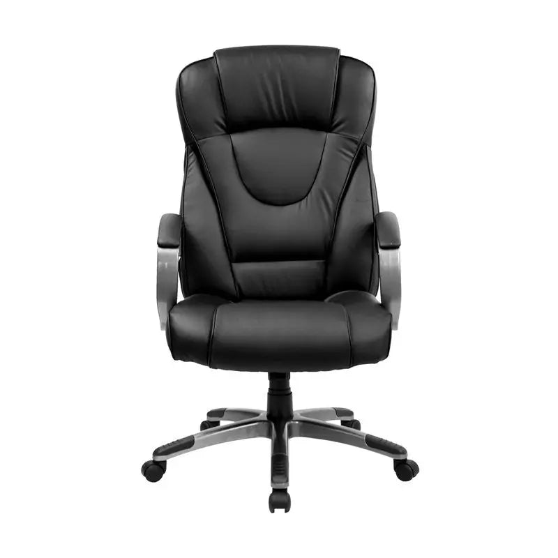 Silkeborg Modern High-Back Black Leather Executive Swivel Chair w/Arms iHome Studio