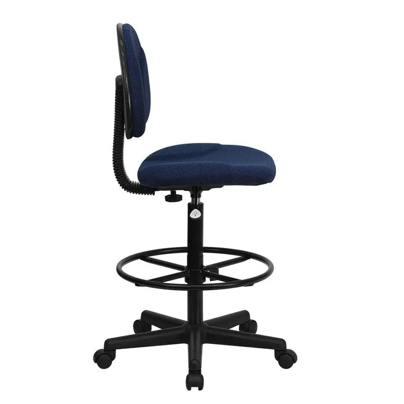 Silkeborg Navy Blue Patterned Fabric Professional Drafting Chair iHome Studio