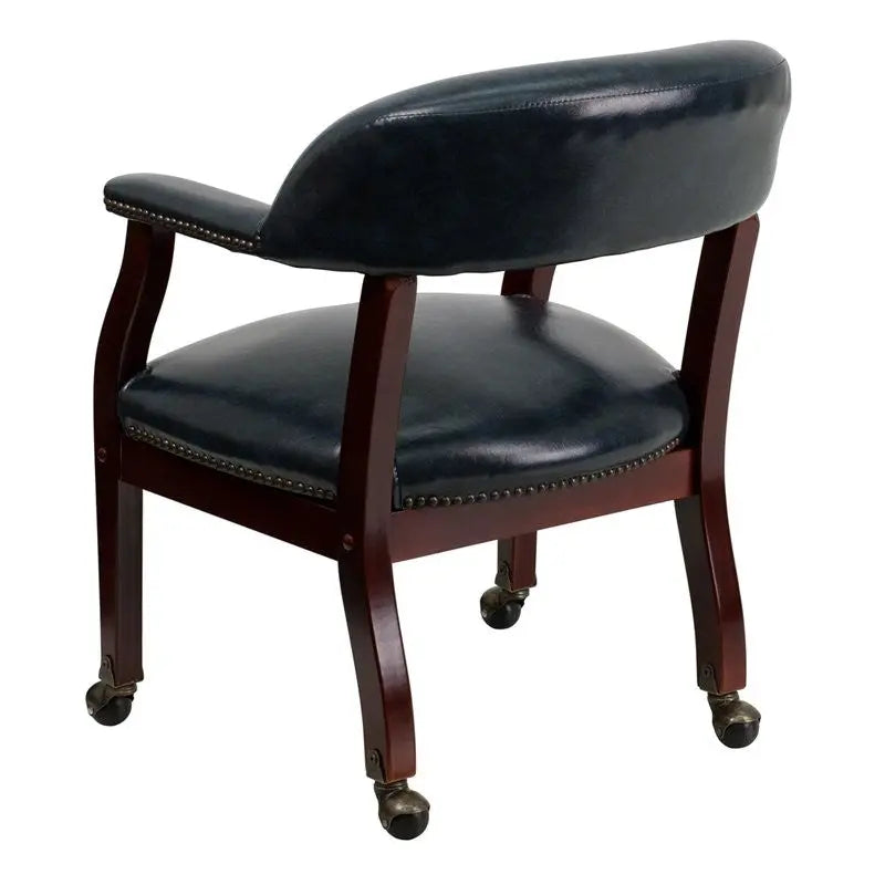 Silkeborg Navy Vinyl Luxurious Conference Chair w/Casters iHome Studio