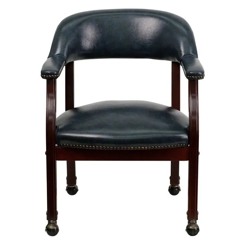 Silkeborg Navy Vinyl Luxurious Conference Chair w/Casters iHome Studio