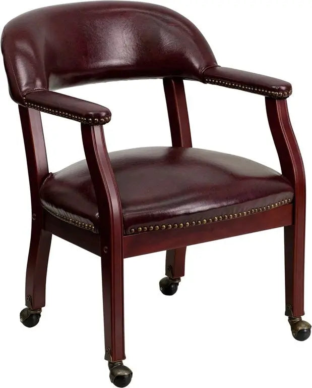 Silkeborg Oxblood Vinyl Luxurious Conference Chair w/Casters iHome Studio