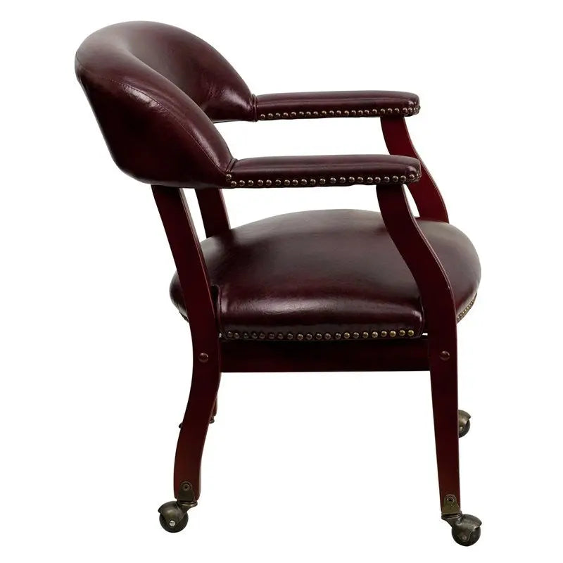 Silkeborg Oxblood Vinyl Luxurious Conference Chair w/Casters iHome Studio