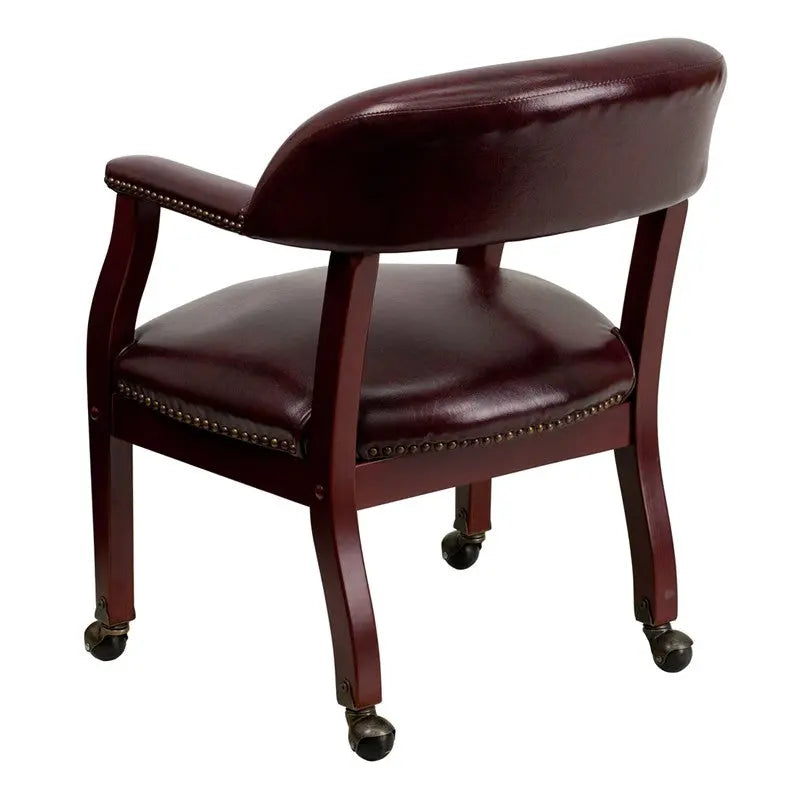 Silkeborg Oxblood Vinyl Luxurious Conference Chair w/Casters iHome Studio