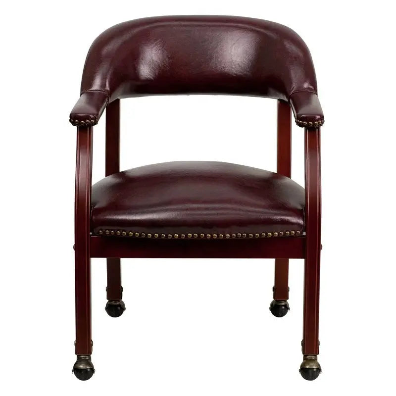 Silkeborg Oxblood Vinyl Luxurious Conference Chair w/Casters iHome Studio