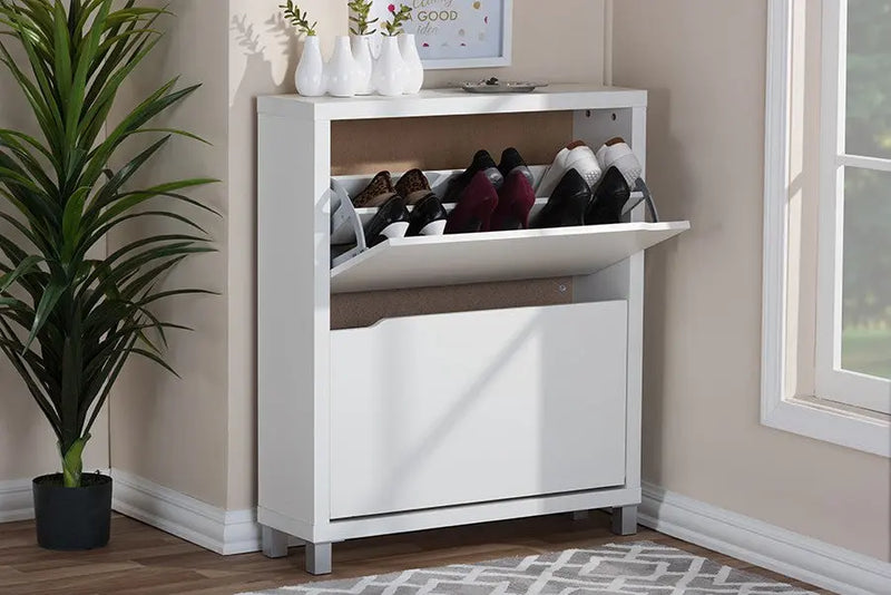 Simms White Modern Shoe Cabinet iHome Studio